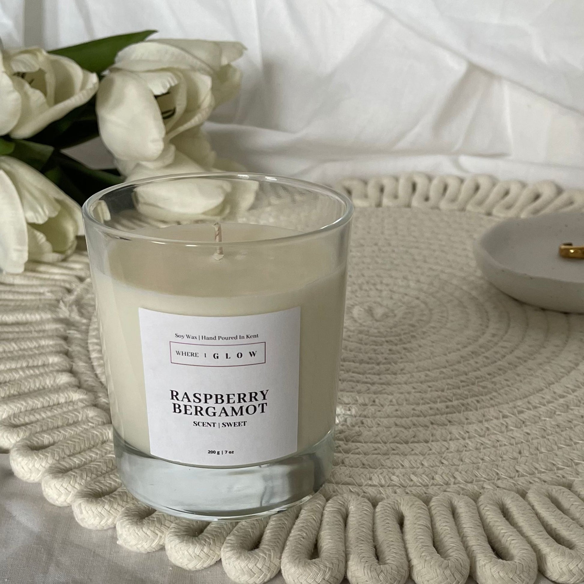 Raspberry Bergamot Sweet Soy Candle 7 oz by Where I Glow