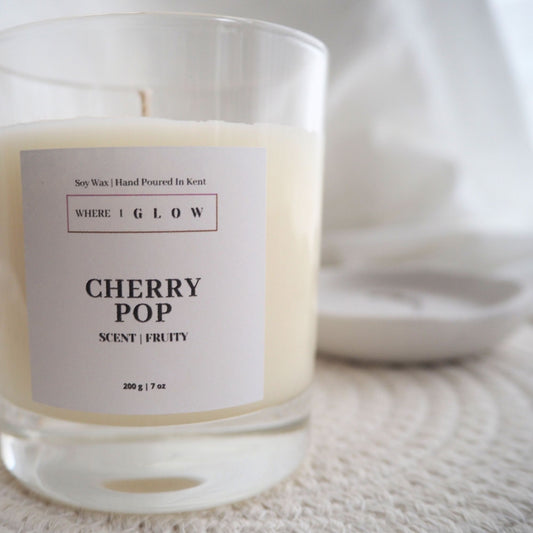 Scented Cherry Vegan Soy Candle Luxury Home Scents 7 oz candle by Where I Glow