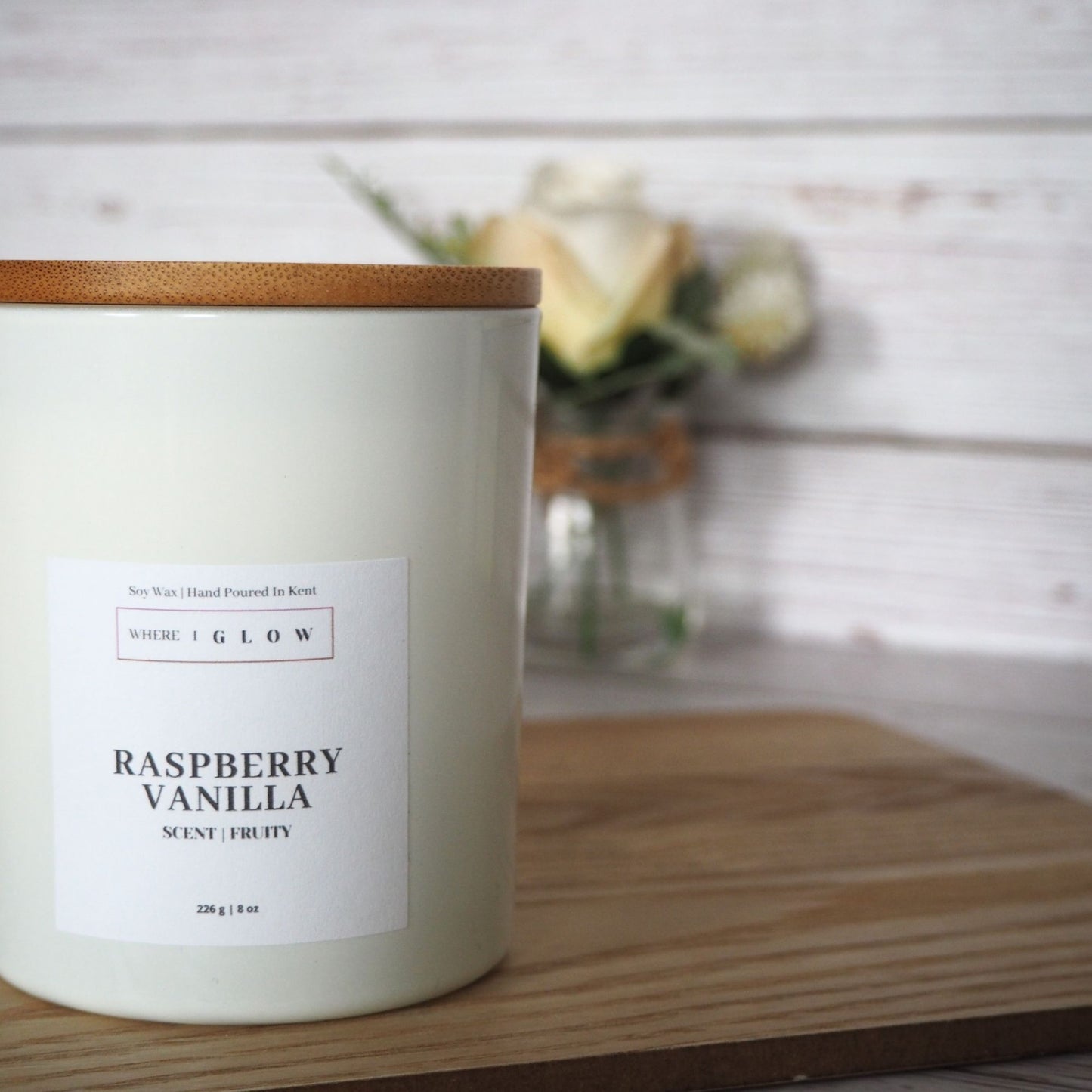 Raspberry and Vanilla Soy Candle 7 oz by Where I Glow
