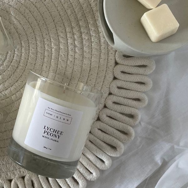 Lychee Peony Floral Spring Soy Candle 7 oz by Where I Glow