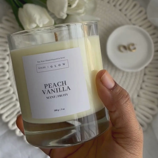 Peach Vanilla Fruity Summer Soy Candle 7 oz by Where I Glow