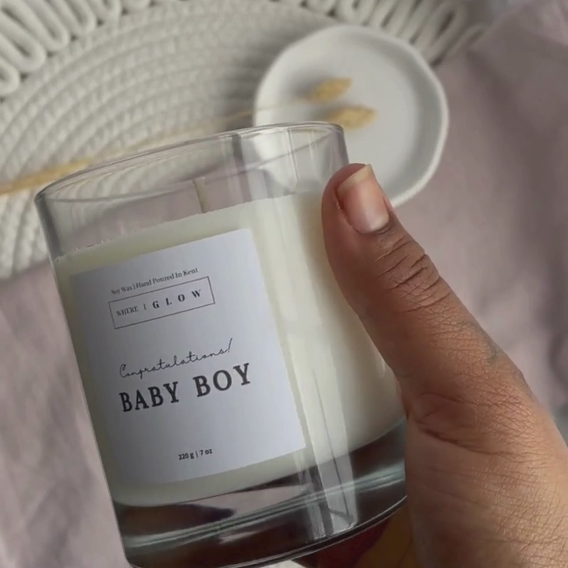 Push Present Baby Boy Candle Gift by Where I Glow