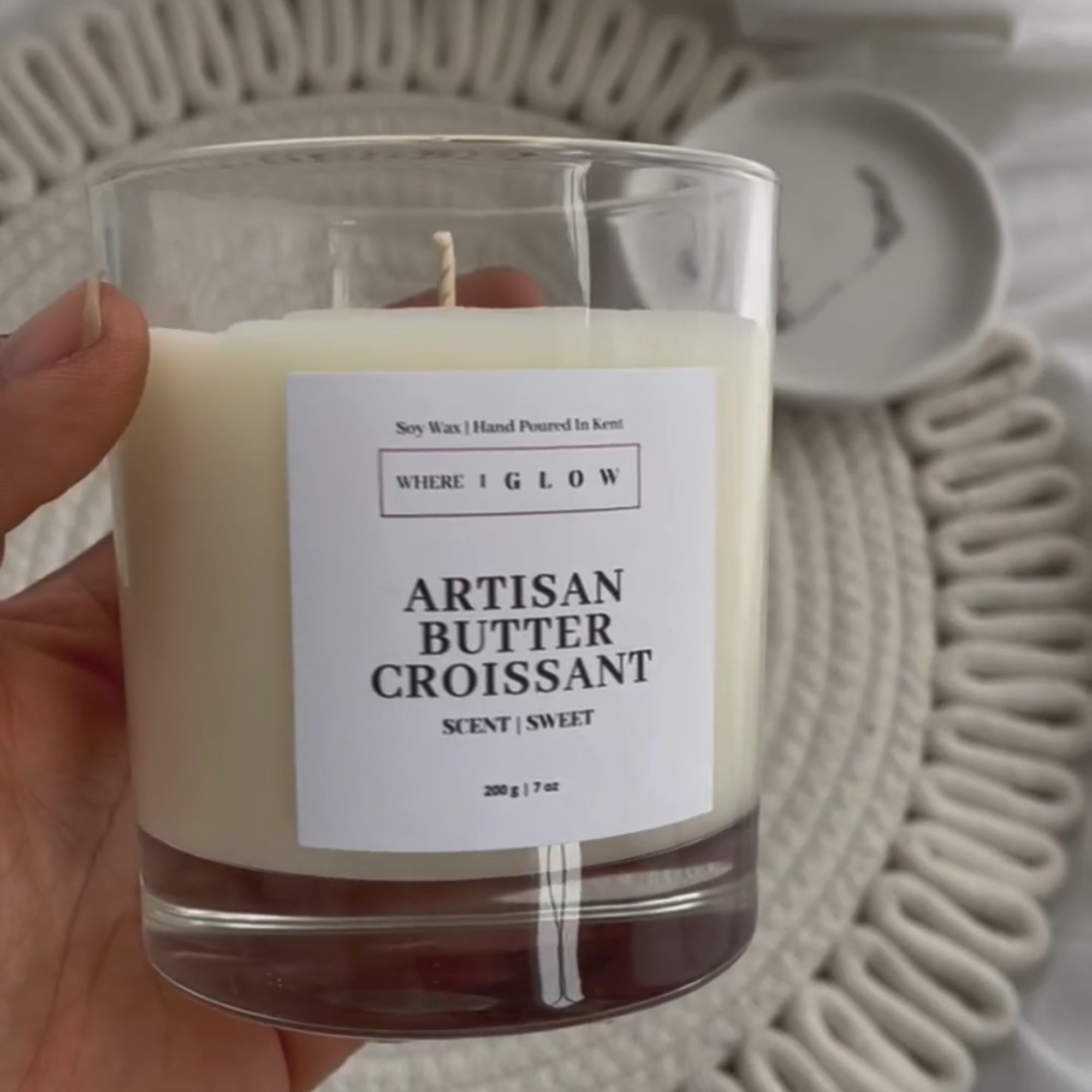 Croissant Candle Artisan Butter Croissant Vegan Soy Candle Luxury Home Scents 7oz candle  by Where I Glow