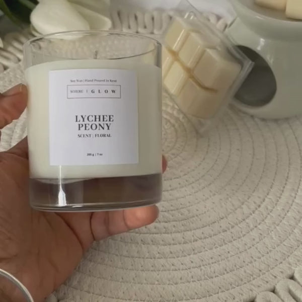 Lychee Peony Floral Spring Soy Candle 7 oz by Where I Glow