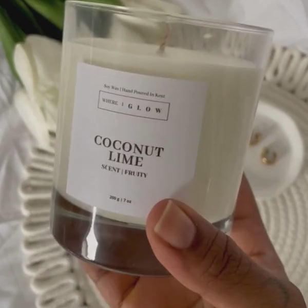 Coconut Lime Fruity Summer Soy Candle 7 oz by Where I Glow